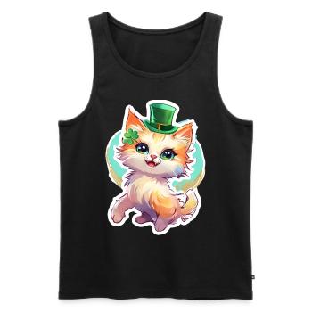 Cadeau de chat pour la Saint-Patrick - Débardeur bio Premium Homme - noir - Devant - Michal (187cm)