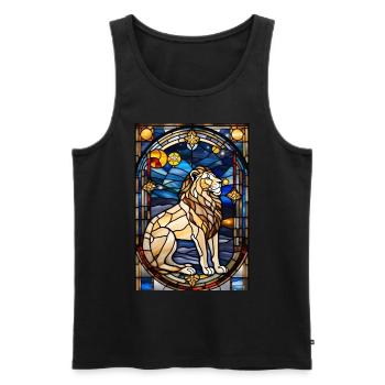 Signe de Feu du zodiaque Lion Cadeau - Débardeur bio Premium Homme - noir - Devant - AI Model Male 178 light (178cm)