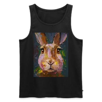 Hare Painting Oil Paints Gift - Men's Premium Organic Tank Top - black - Front - Michal (187cm)