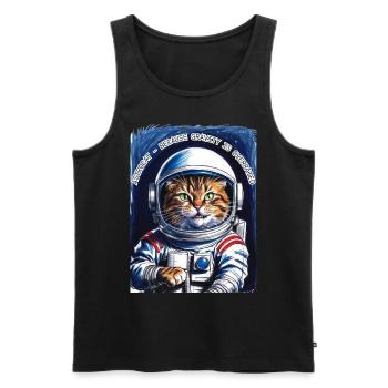 Chat Espace Dicton Cadeau - Débardeur bio Premium Homme - noir - Devant - AI Model Male 178 light (178cm)