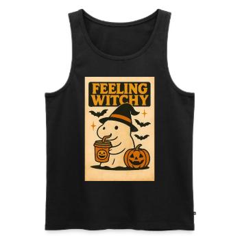 Ghost Capybara Halloween Gift - Men's Premium Organic Tank Top - black - Front - AI Model Male 178 light (178cm)
