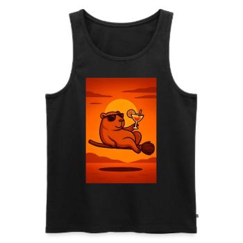 Halloween Capybara Summer Gift - Men's Premium Organic Tank Top - black - Front - AI Model Male 178 light (178cm)