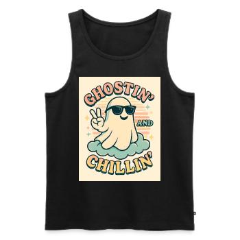 Halloween Ghost Costume Gift - Men's Premium Organic Tank Top - black - Front - AI Model Male 178 light (178cm)
