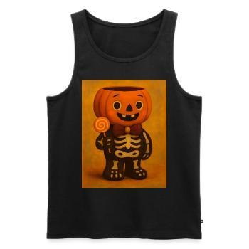 Cadeau de costume effrayant de citrouille d’Halloween - Débardeur bio Premium Homme - noir - Devant - Michal (187cm)