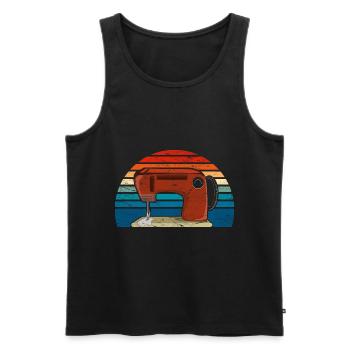 Vintage rose sewing machine seamstress gift sewing - Men's Premium Organic Tank Top - black - Front - AI Model Male 178 light (178cm)