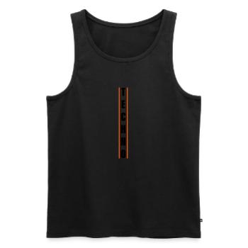 TECHNO - Men's Premium Organic Tank Top - black - Front - AI Model Male 178 light (178cm)