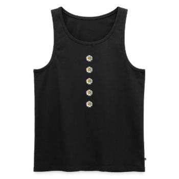 marguerite, boutons, fleur, printemps, été, - Débardeur bio Premium Homme - noir - Devant - AI Model Male 178 light (178cm)