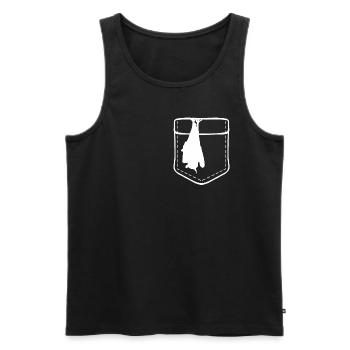 Bat hanging from chest pocket - Men's Premium Organic Tank Top - black - Front - Michal (187cm)