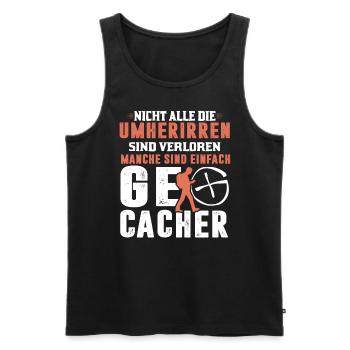 Geocacher Geocaching Chaches saying geocache motif - Men's Premium Organic Tank Top - black - Front - Michal (187cm)