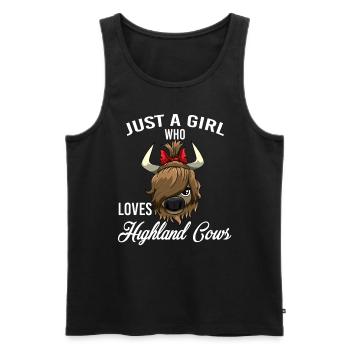 Juste une fille qui aime les vaches Highland Bovins Highland - Débardeur bio Premium Homme - noir - Devant - AI Model Male 178 light (178cm)