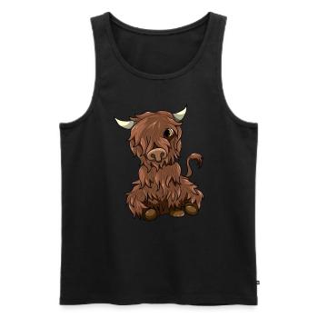 Süße Hochland Kuh Kawaii Cartoon Style - Männer Premium Bio Tank Top - Schwarz - Vorne - Michal (187cm)