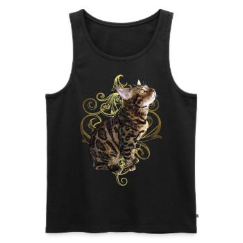 Bengalkatze - Männer Premium Bio Tank Top - Schwarz - Vorne - AI Model Male 178 light (178cm)