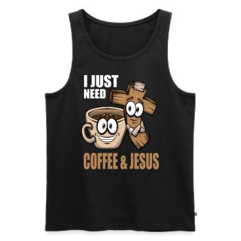 Kaffeeliebhaber Ich brauche nur etwas Kaffee Jesus - Männer Premium Bio Tank Top - Schwarz - Vorne - Michal (187cm)