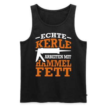 Fensterbauer Silikon Hammelfett Spruch Geschenk - Männer Premium Bio Tank Top - Schwarz - Vorne - Michal (187cm)