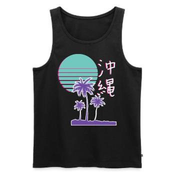 Japan Okinawa Synthwave Streetwear - Männer Premium Bio Tank Top - Schwarz - Vorne - AI Model Male 178 light (178cm)