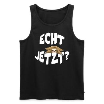 Lustiges Sprüchemotiv "Echt jetzt?" mit Faultier - Männer Premium Bio Tank Top - Schwarz - Vorne - AI Model Male 178 light (178cm)