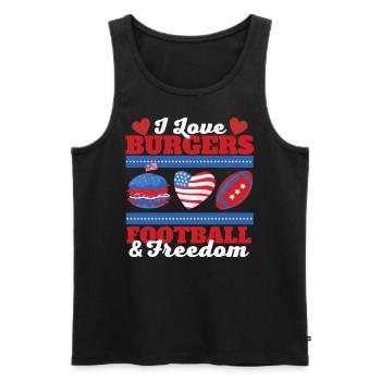 Liebe Burger Football und Frieden - Männer Premium Bio Tank Top - Schwarz - Vorne - AI Model Male 178 light (178cm)