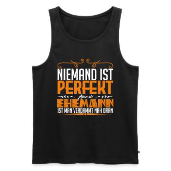 ehemann ist perfekt aber als biker ist man verdamm - Männer Premium Bio Tank Top - Schwarz - Vorne - AI Model Male 178 light (178cm)