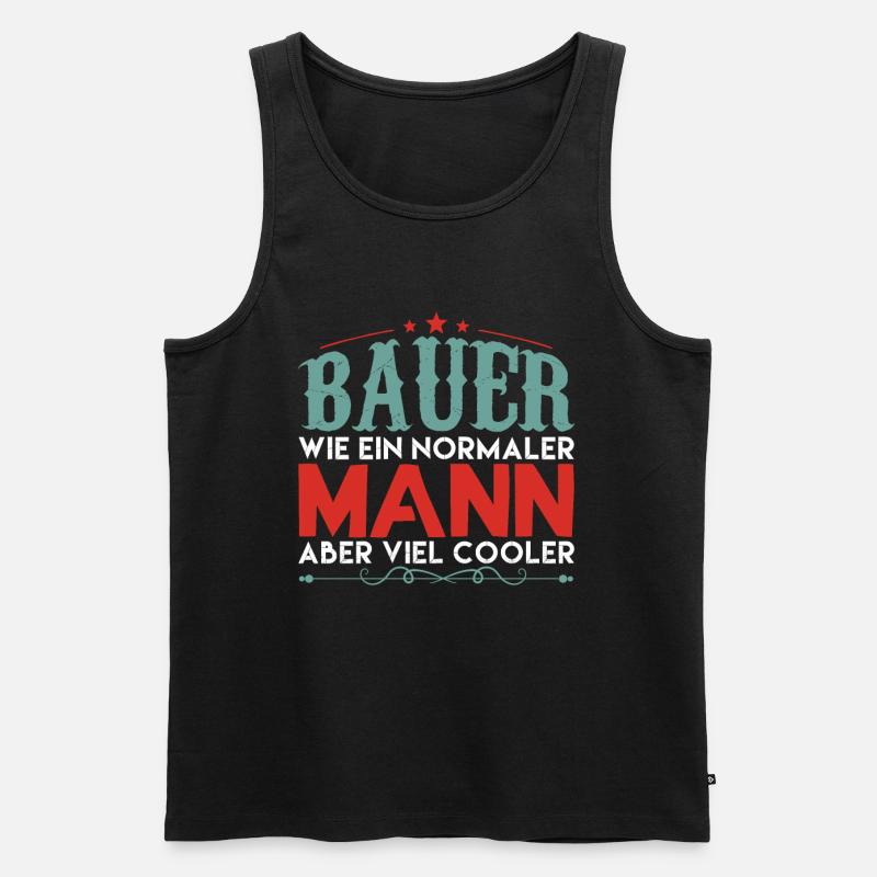Trecker Traktor Bauer Spruch - Männer Premium Bio Tank Top - Schwarz