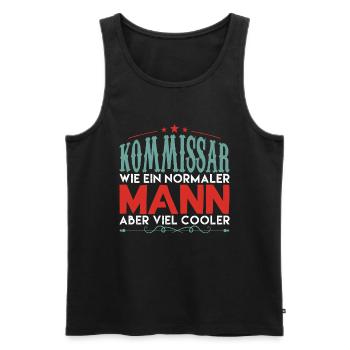 KOMMISSAR WIE EIN NORMALER MANN ABER VIEL COOLER ! - Männer Premium Bio Tank Top - Schwarz - Vorne - AI Model Male 178 light (178cm)