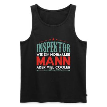 INSPEKTOR WIE EIN NORMALER MANN ABER VIEL COOLER - Männer Premium Bio Tank Top - Schwarz - Vorne - AI Model Male 178 light (178cm)