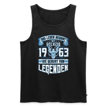 Jahrgang 1963 Geburtstag Geschenk 60 Jahre Retro - Männer Premium Bio Tank Top - Schwarz - Vorne - Michal (187cm)