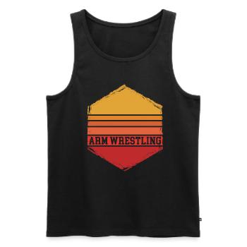 Arm wrestling with sundown sports design - Männer Premium Bio Tank Top - Schwarz - Vorne - Michal (187cm)