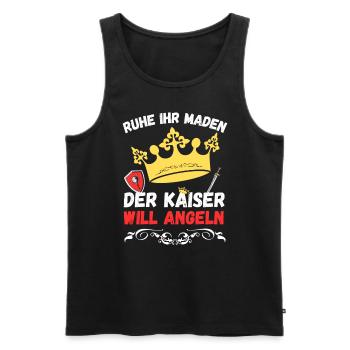 Ruhe ihr Maden der Kaiser will angeln - Männer Premium Bio Tank Top - Schwarz - Vorne - Michal (187cm)