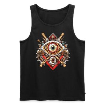 The Eye of the Machine: A Steampunk Creation - Men's Premium Organic Tank Top - black - Front - AI Model Male 178 light (178cm)