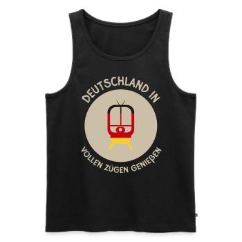 Deutschland in vollen zügen genießen witzig - Männer Premium Bio Tank Top - Schwarz - Vorne - Michal (187cm)