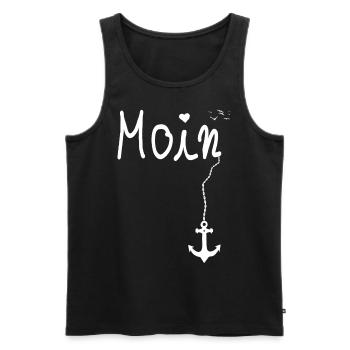 Moin Begrüßung - Moin mit Möwe - Männer Premium Bio Tank Top - Schwarz - Vorne - AI Model Male 178 light (178cm)