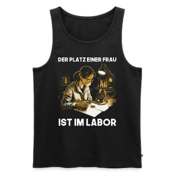 Der Platz einer Frau ist im Labor MTLA design - Männer Premium Bio Tank Top - Schwarz - Vorne - Michal (187cm)