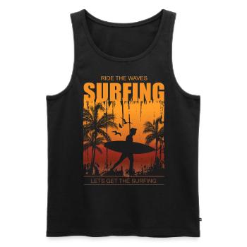 Surfer - Surfing Ride the Waves - Männer Premium Bio Tank Top - Schwarz - Vorne - AI Model Male 178 light (178cm)