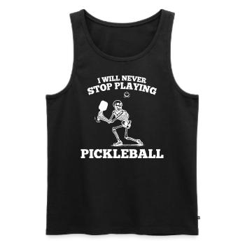 Pickleball Sports Saying Shirt Funny Skeleton Ball - Men's Premium Organic Tank Top - black - Front - AI Model Male 178 light (178cm)