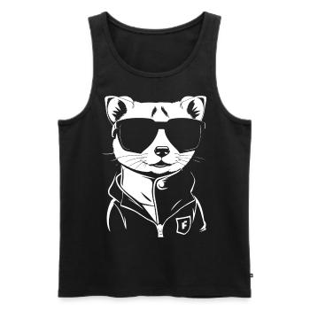 Frettchen mit Sonnenbrille Coole Frettchen - Männer Premium Bio Tank Top - Schwarz - Vorne - Michal (187cm)