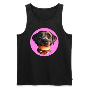 Labrador frisst Hamburger - Männer Premium Bio Tank Top - Schwarz - Vorne - Michal (187cm)