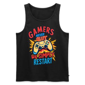 Gamers Never Quit - Men's Premium Organic Tank Top - black - Front - Michal (187cm)