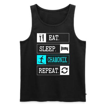 Manger dormir Chamonix répéter station de ski souvenir - Débardeur bio Premium Homme - noir - Devant - Michal (187cm)