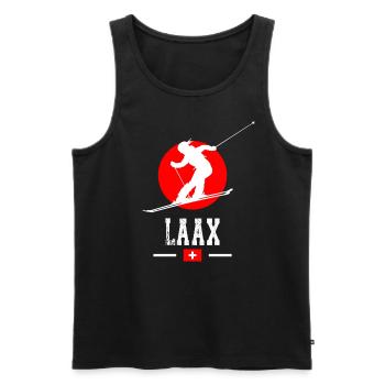 Laax Ski Resort Swiss Alps Souvenir - Men's Premium Organic Tank Top - black - Front - Michal (187cm)