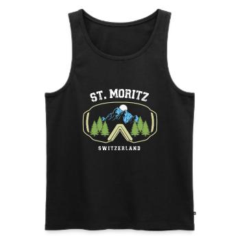 Skigebiet St. Moritz Skifahren in den Schweizer Alpen Souvenir - Männer Premium Bio Tank Top - Schwarz - Vorne - Michal (187cm)