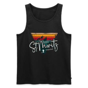 Skigebiet St. Moritz Skifahren in den Schweizer Alpen Souvenir - Männer Premium Bio Tank Top - Schwarz - Vorne - Michal (187cm)