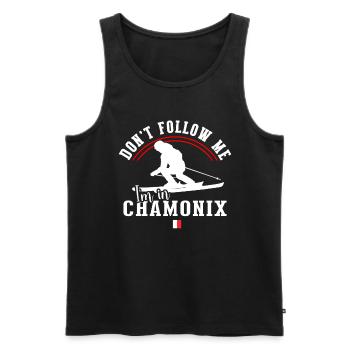Chamonix Ski Resort French Alps Skiing Souvenir - Men's Premium Organic Tank Top - black - Front - AI Model Male 178 light (178cm)