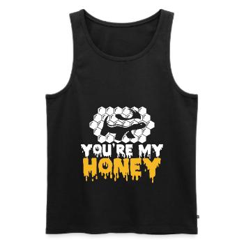 Honigdachs - Männer Premium Bio Tank Top - Schwarz - Vorne - Michal (187cm)