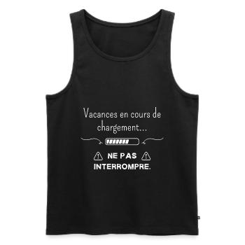 Vacance en cours de chargement. T-shirt vacances - Débardeur bio Premium Homme - noir - Devant - Michal (187cm)
