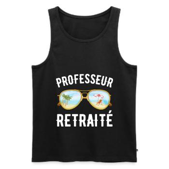 Professeur retraité humour retraite cadeau homme - Débardeur bio Premium Homme - noir - Devant - Michal (187cm)