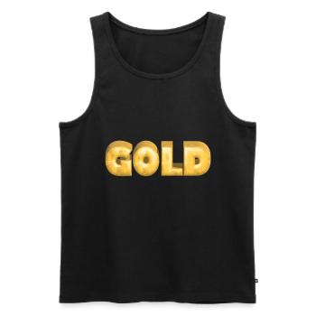 GOLD gold Gold Text Schrift Barren - Männer Premium Bio Tank Top - Schwarz - Vorne - AI Model Male 178 light (178cm)