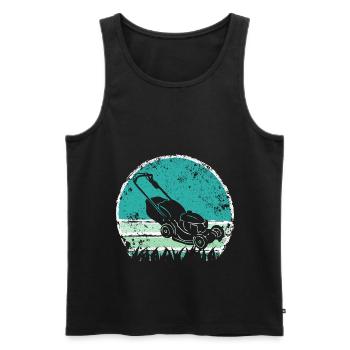 Lawn Mower Lawn Mowing Garden Gardener - Men's Premium Organic Tank Top - black - Front - Michal (187cm)