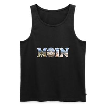 Moin sagt man in Norddeutschland - Männer Premium Bio Tank Top - Schwarz - Vorne - Michal (187cm)