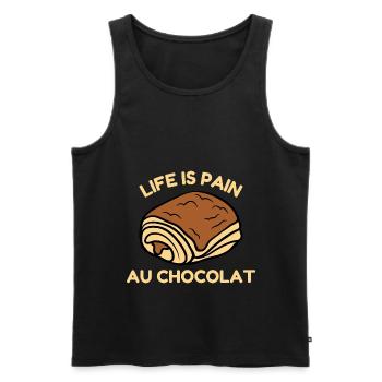 Life Is Pain Au Chocolat Humour Drôle De Vie Choco - Débardeur bio Premium Homme - noir - Devant - Michal (187cm)