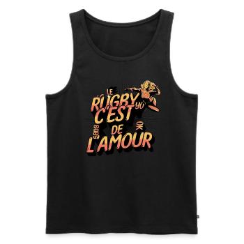 le rugby c'est de l'amour - Débardeur bio Premium Homme - noir - Devant - Michal (187cm)